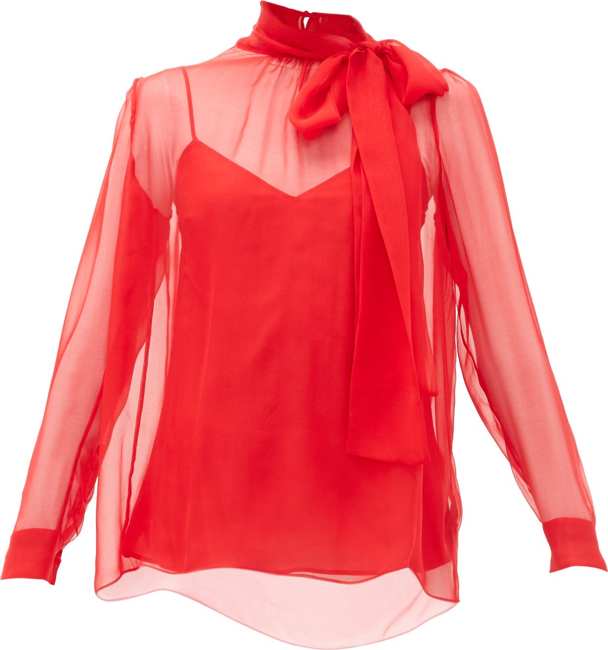 Valentino Pussy-bow silk-chiffon blouse