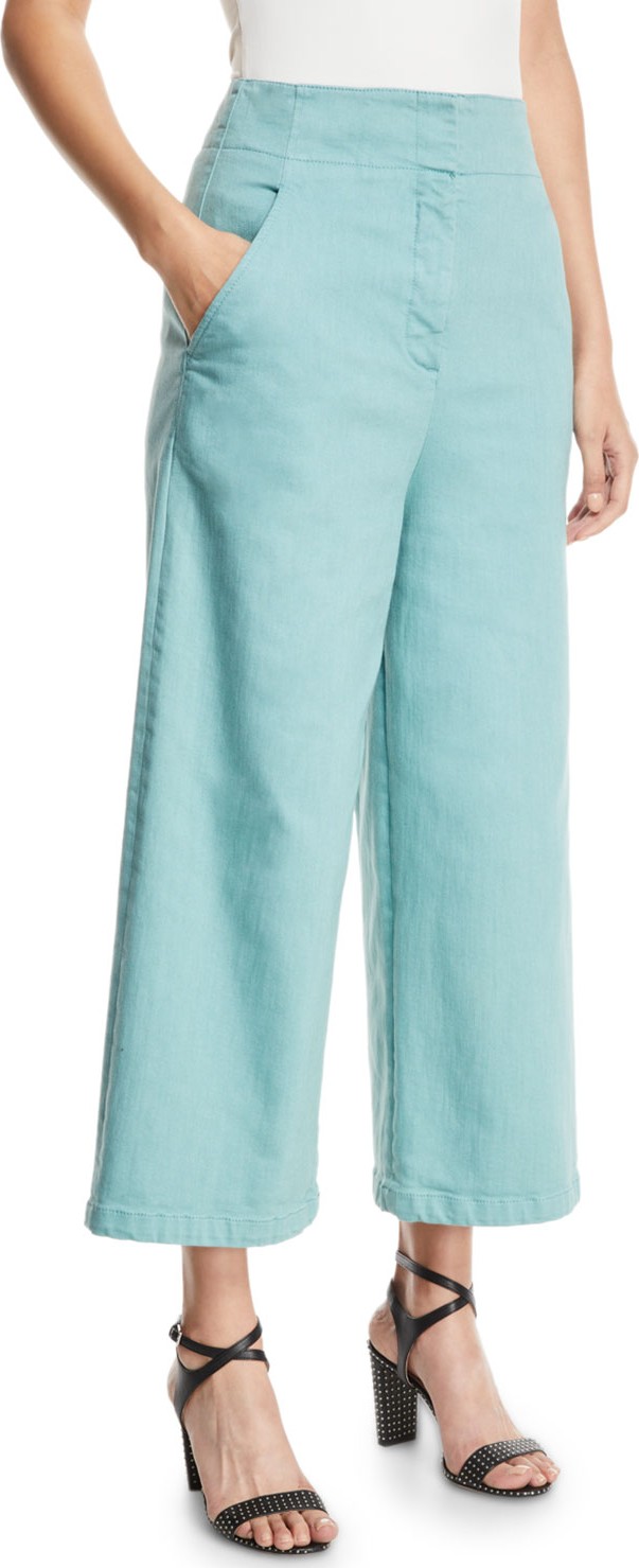 Tibi Demi Wide-Leg Garment-Dyed Twill Cropped Jeans