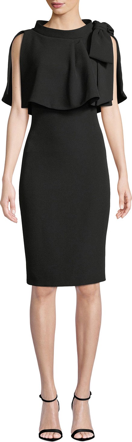 Badgley Mischka Sheath Popover Cape Dress