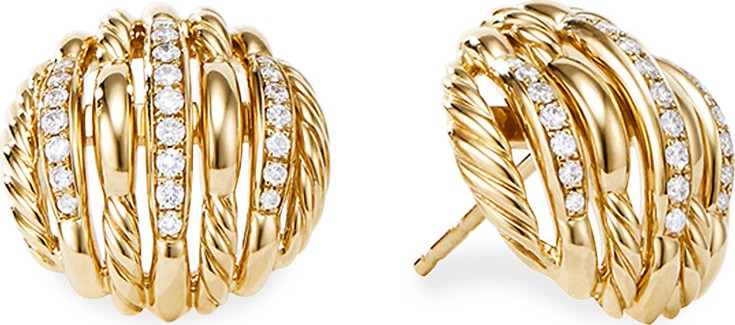 David Yurman Tides 18k Gold Diamond Stud Earrings
