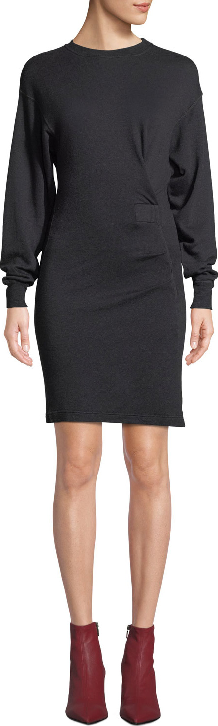 Isabel Marant Etoile Fewlyn Gathered Long-Sleeve Short Dress