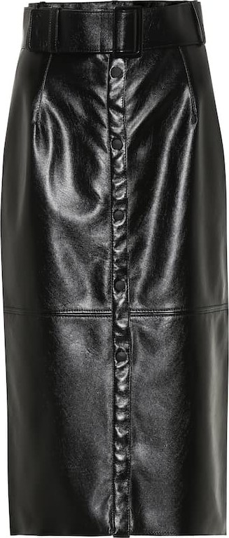 MSGM Faux leather midi pencil skirt