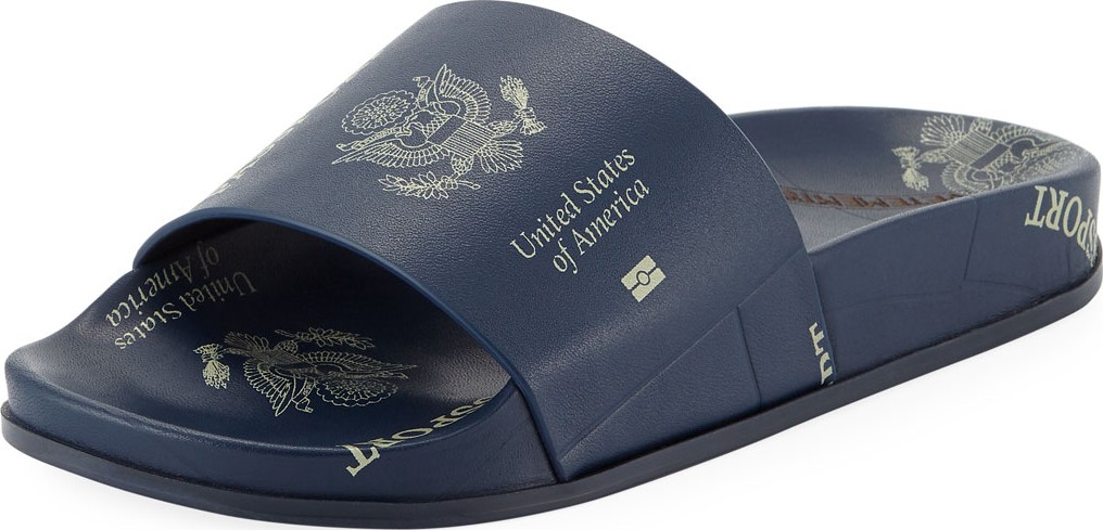 Vetements Passport-Print Pool Slide Sandals