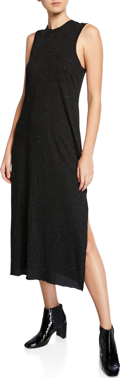ATM Anthony Thomas Melillo Speckled Sleeveless Side-Split Maxi Dress w/ Pocket