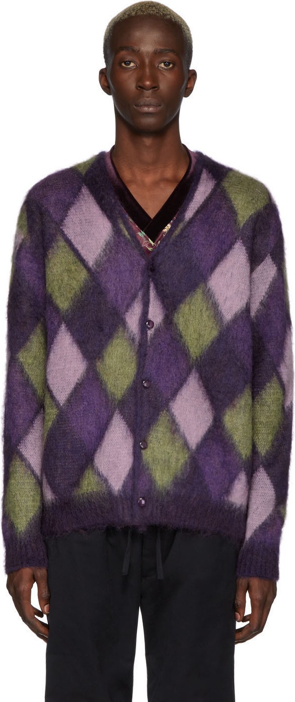 Needles Purple Mohair Mosaic Cardigan