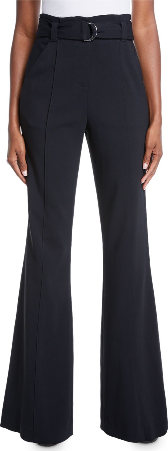 A.L.C. Foster Belted Flare-Leg Crepe Pants