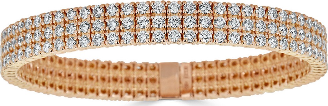ZYDO Diamond 3-Row Stretch Bracelet in 18k Rose Gold