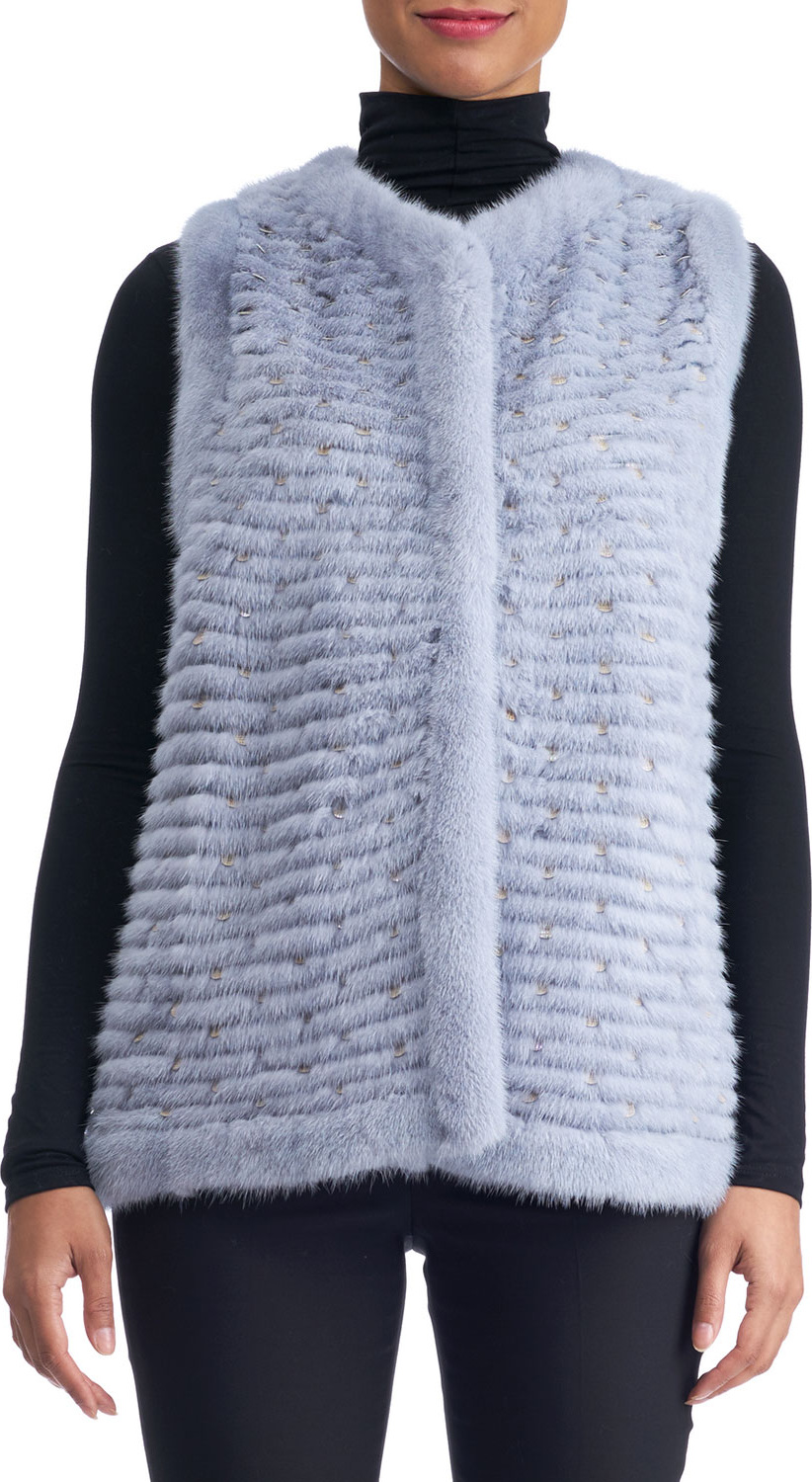 Gorski Layered Mink Vest with Leather Inserts