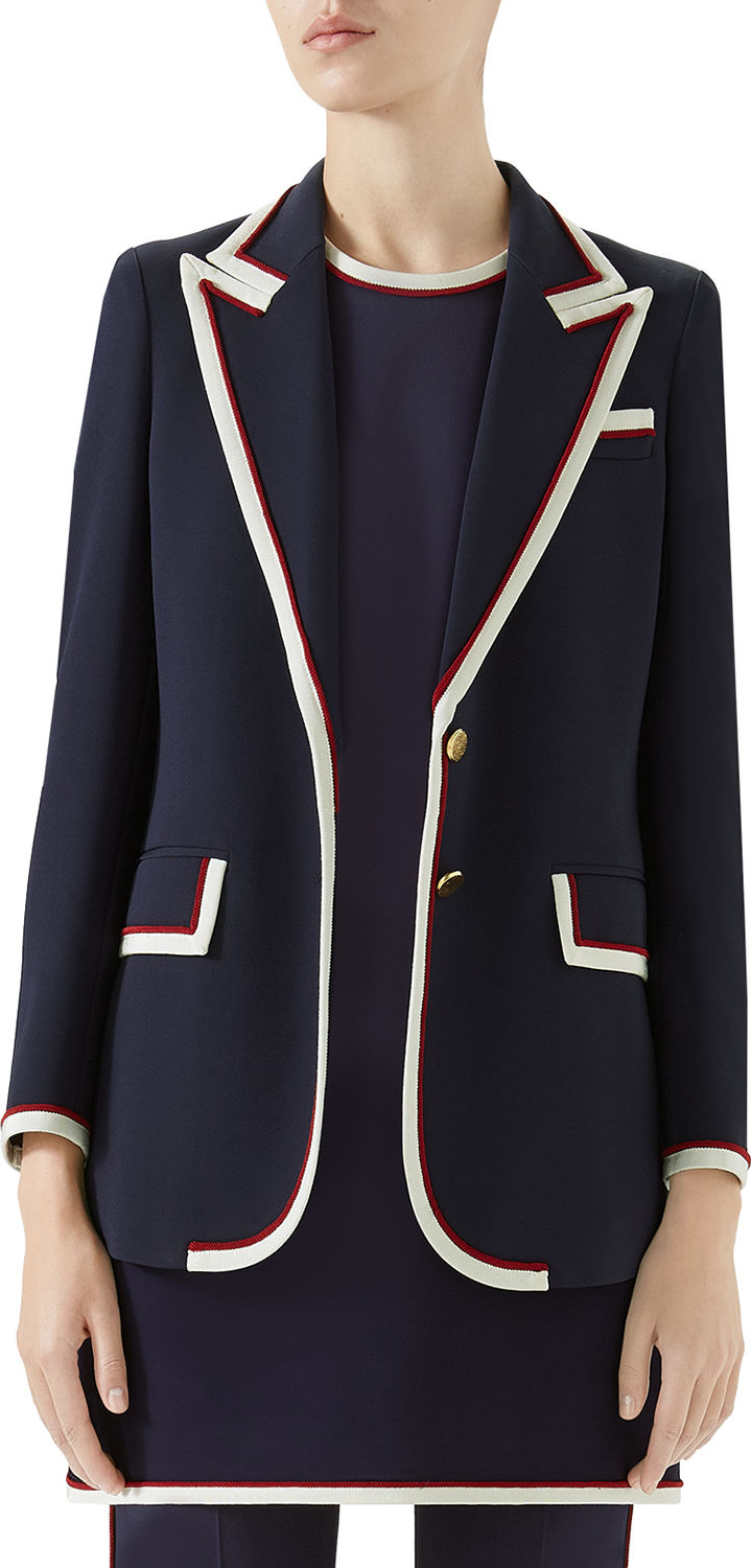 Gucci Peak-Lapel Two-Button Cady-Stretch Blazer