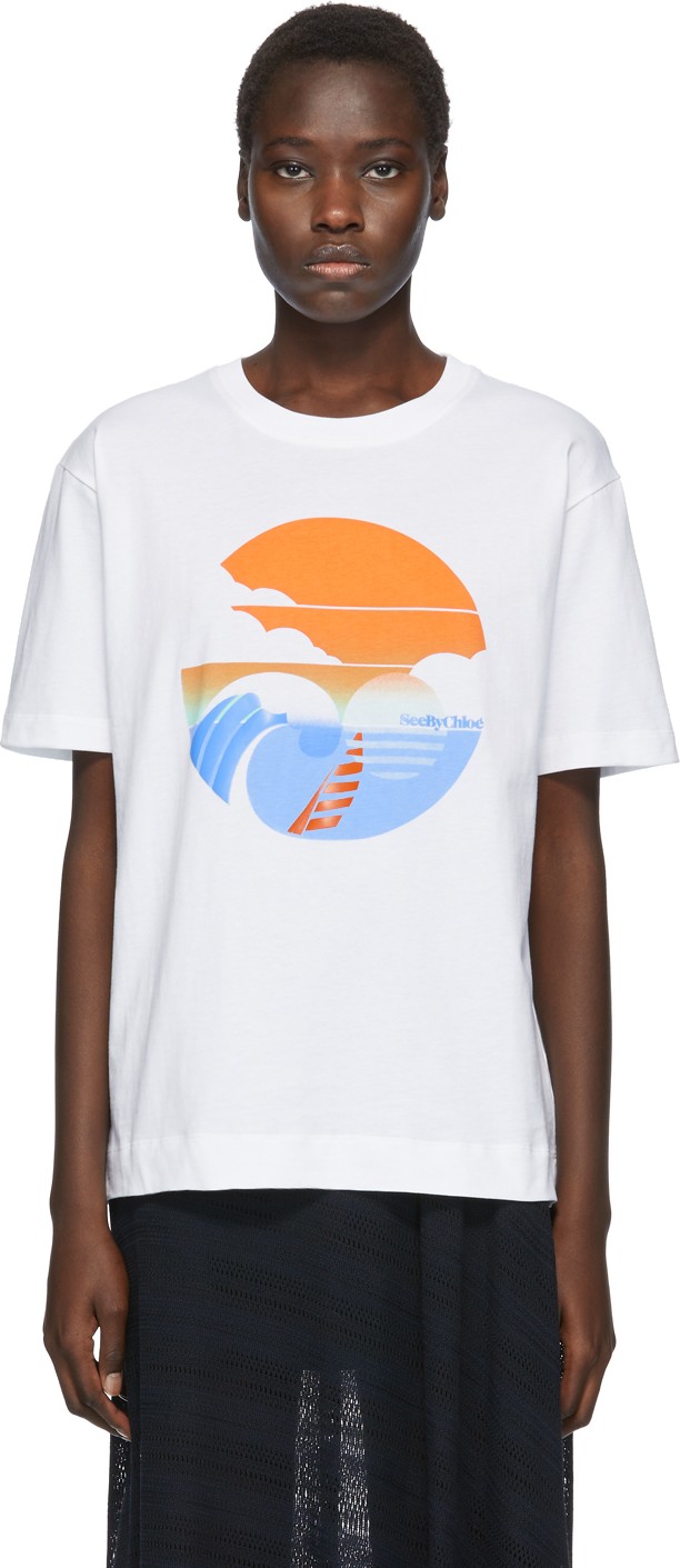 See By Chloé White Wave Logo T-Shirt