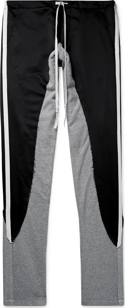 Greg Lauren Grosgrain-Trimmed Satin and Jersey Drawstring Sweatpants