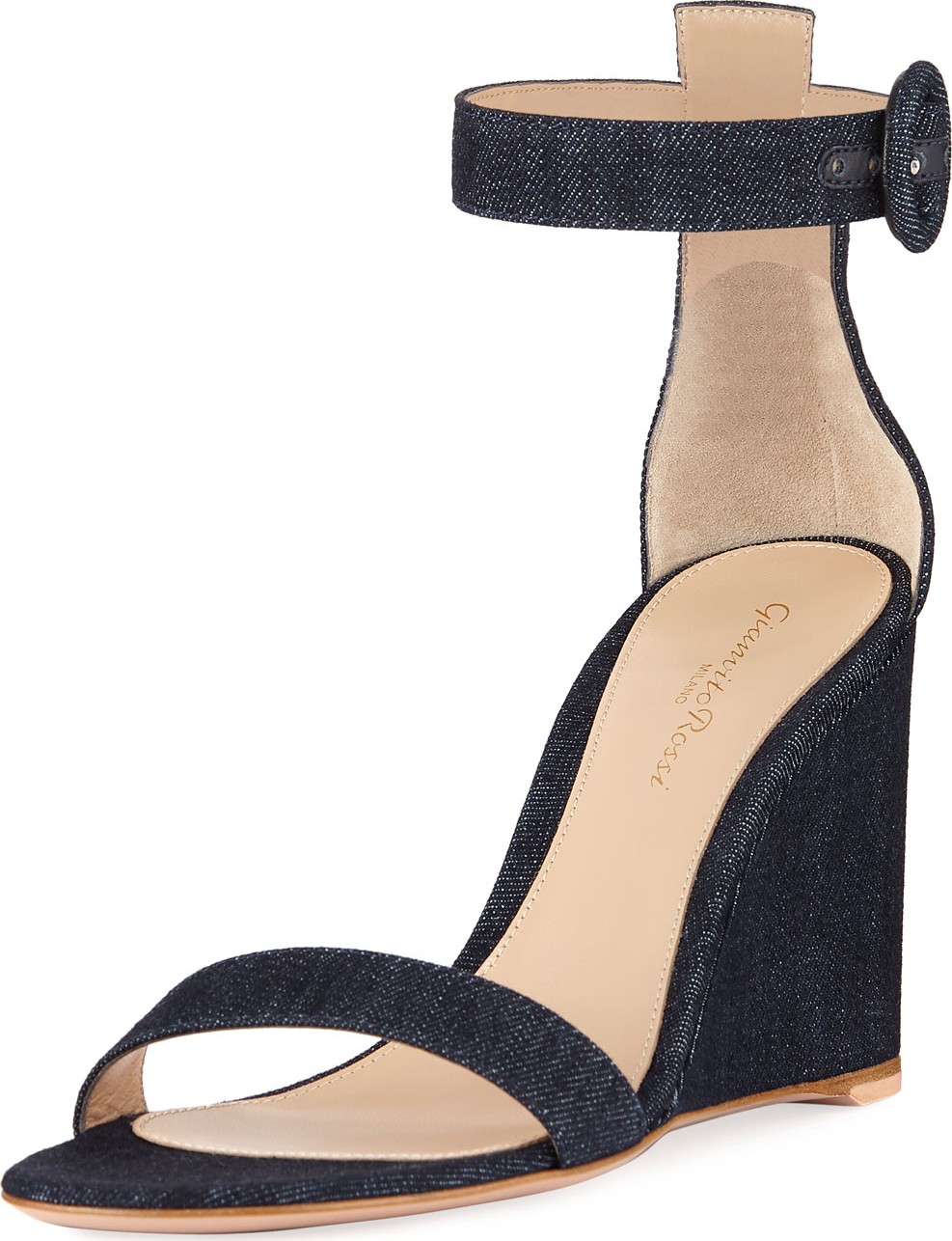 Gianvito Rossi Denim Wedge Ankle Sandals