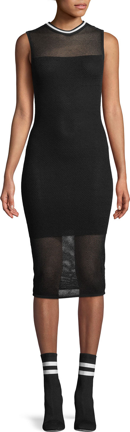 KENDALL + KYLIE Mesh Sleeveless Body-Con Midi Dress