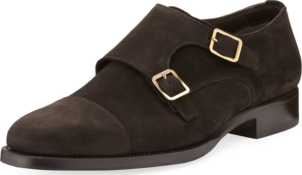 TOM FORD Wessex Suede Double-Monk Shoe