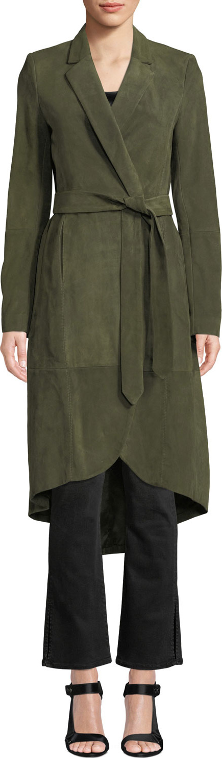 Alice + Olivia Karley Notched-Collar Suede Wrap Coat Alice + Olivia Karley Notched-Collar Suede Wrap Coat