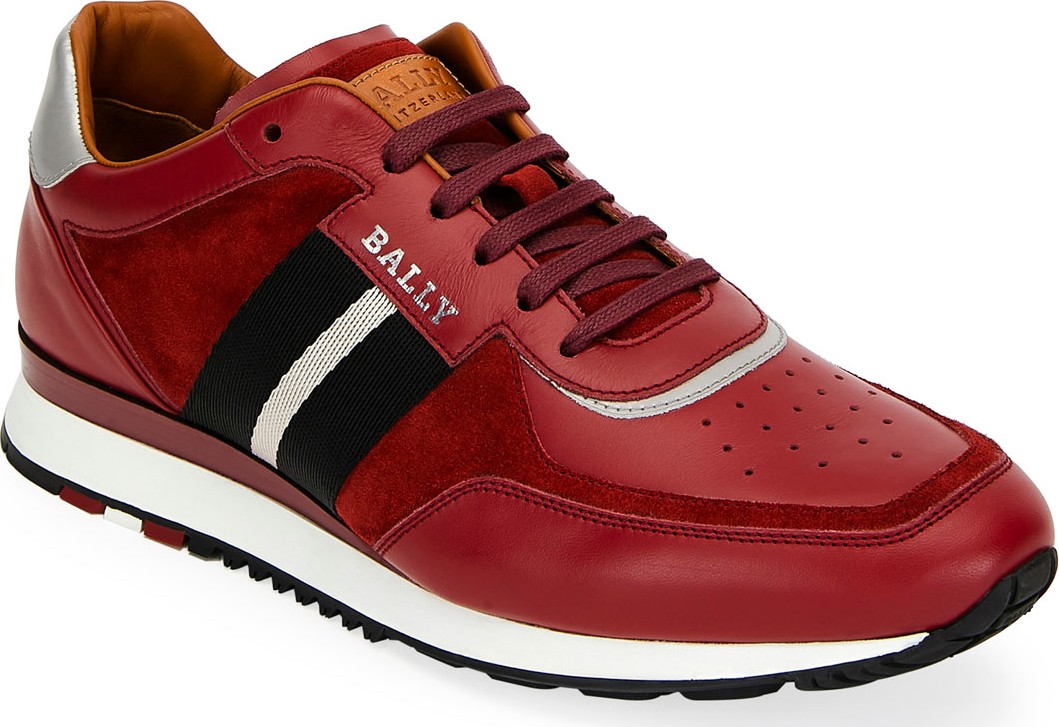 Bally Men's Aston Leather Sneakers w/ Trainspotting Stripe