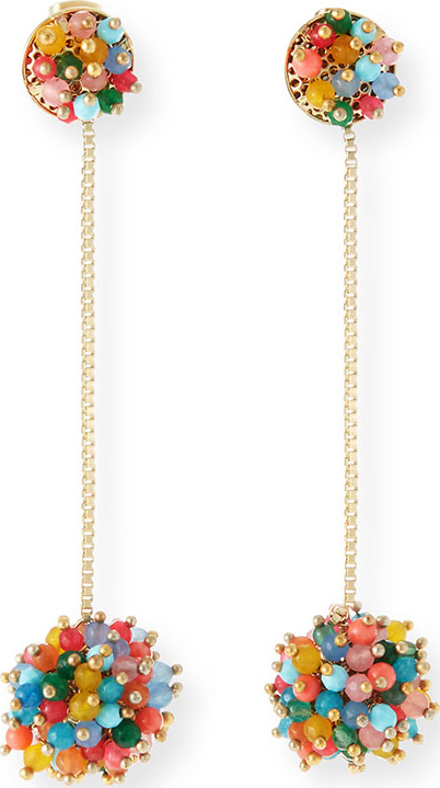 Rosantica Multicolor Pompom Drop Earrings