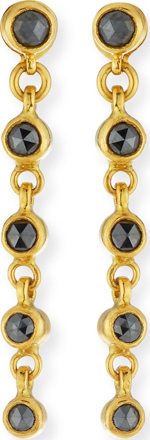 GURHAN 24k Delicate Black Diamond Linear Drop Earrings