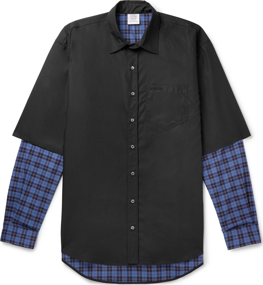Vetements Oversized Layered Printed Cotton Shirt