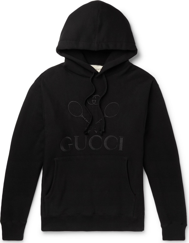 Gucci Logo-Embroidered Loopback Cotton-Jersey Hoodie