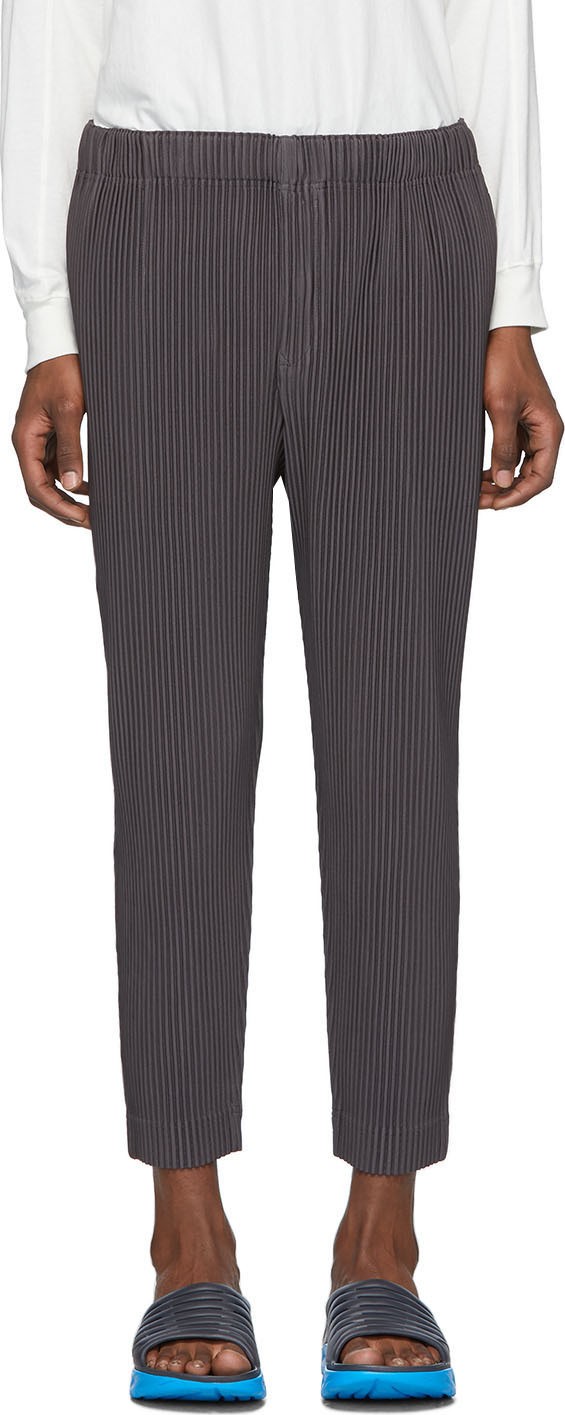 Homme Plissé Issey Miyake Grey Tapered Cropped Trousers