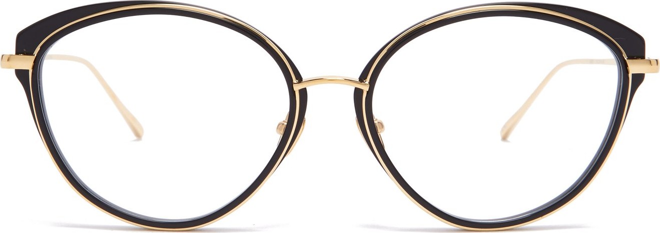 Linda Farrow Cat-eye metal and acetate glasses