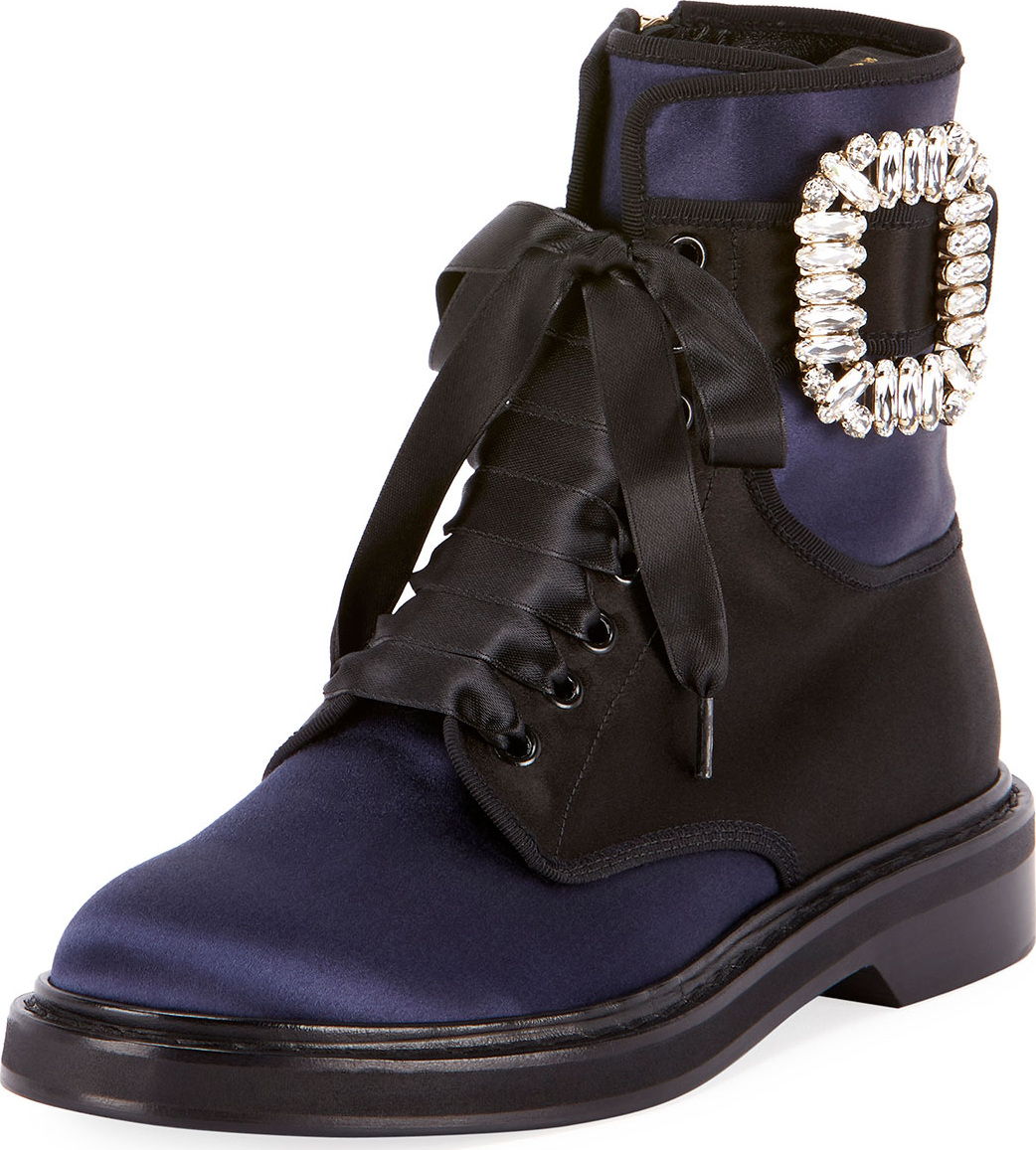 Roger Vivier Viv Rangers Strass Lace-Up Bootie