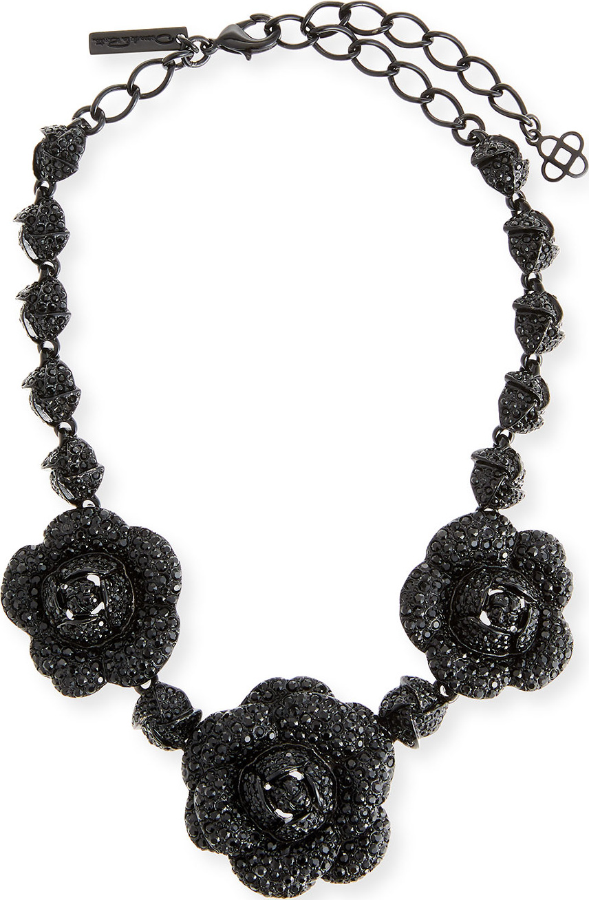 Oscar De La Renta Gardenia Pavé Swarovski Crystal Necklace