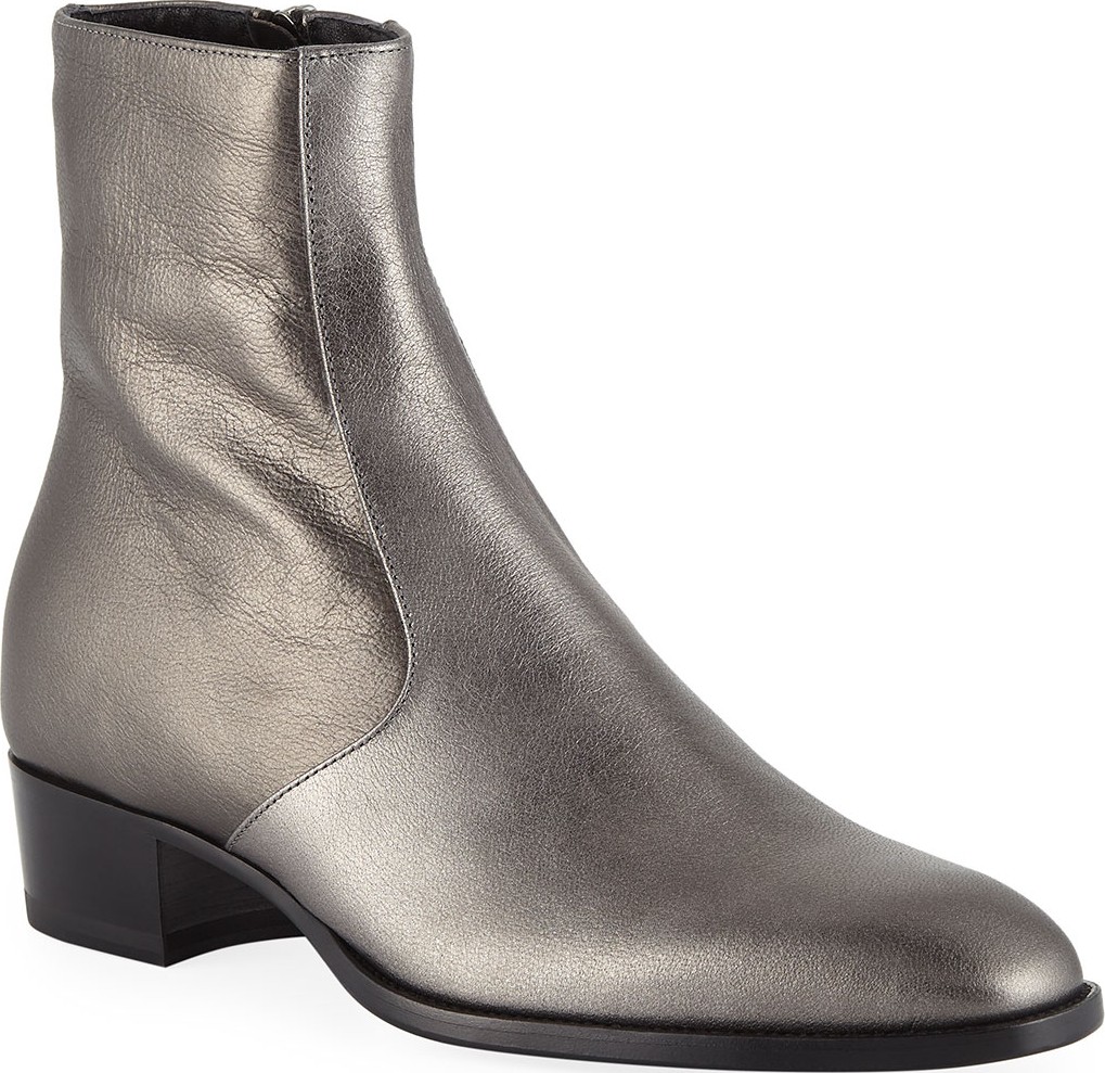 Saint Laurent Men's Wyatt 40 Buffalo Leather Zip-Up Ankle Boot