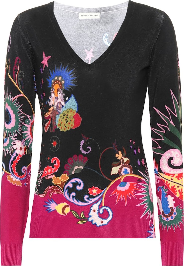 Etro Printed stretch silk top