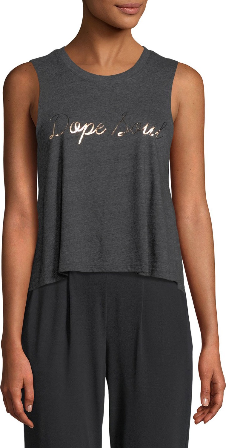 Spiritual Gangster Dope Soul Foil Graphic Cropped Muscle Tank