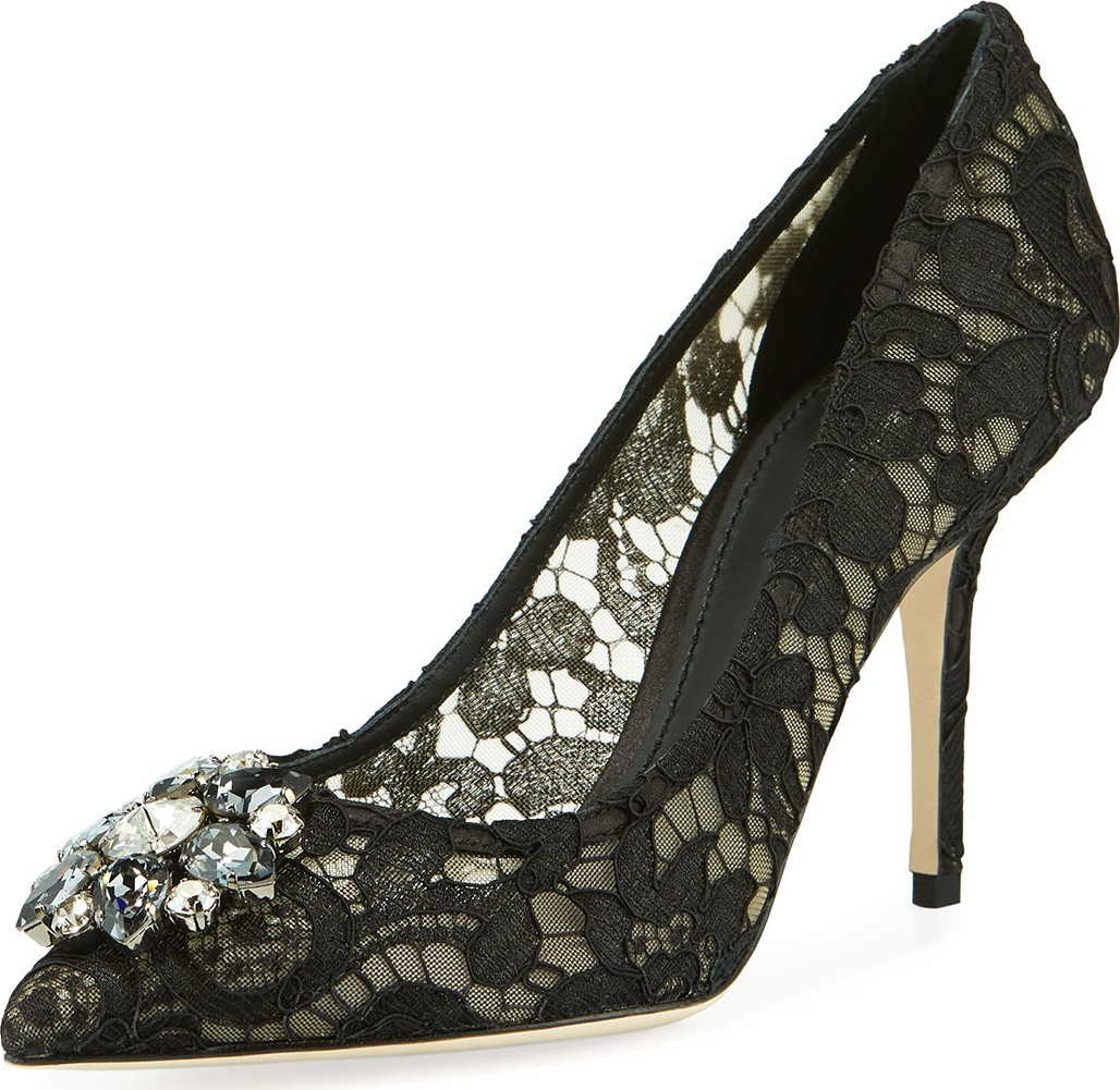 Dolce & Gabbana Jeweled Lace Pumps