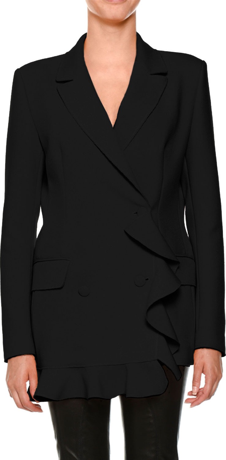 MSGM Ruffle Double-Breasted Blazer