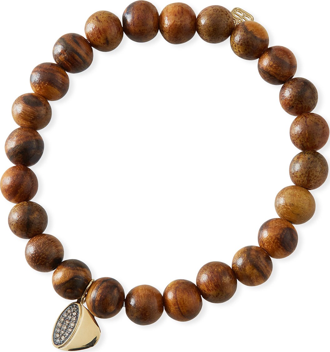 Sydney Evan 14k Diamond Coffee Cup & Wood Bracelet