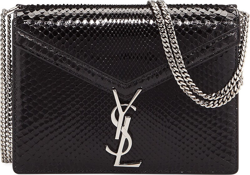 Saint Laurent Cassandra Medium Monogram YSL Python V-Flap Crossbody Bag