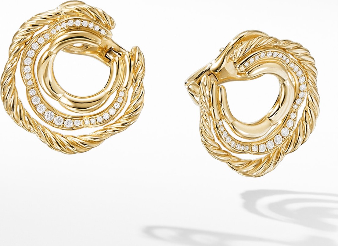 David Yurman Tides Huggie Hoop Earrings with Pavé Diamonds