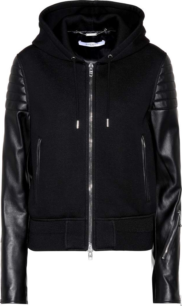 Givenchy Leather-trimmed hooded jacket