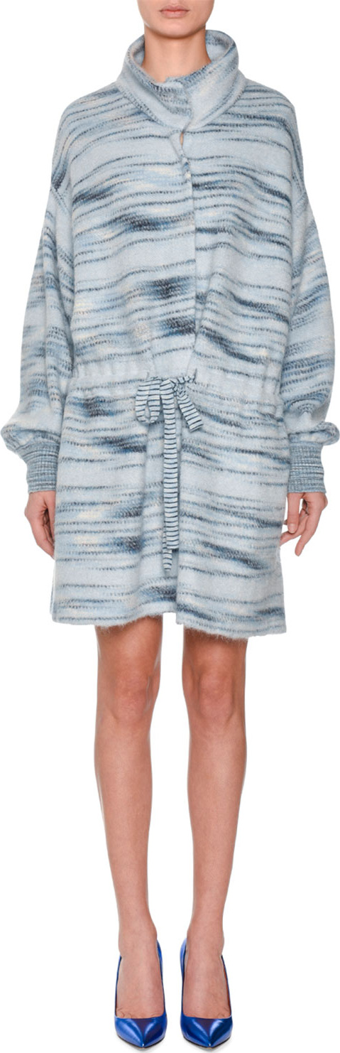 Missoni Funnel-Collar Drawstring-Waist Space-dye Alpaca-Mohair Blend Coat