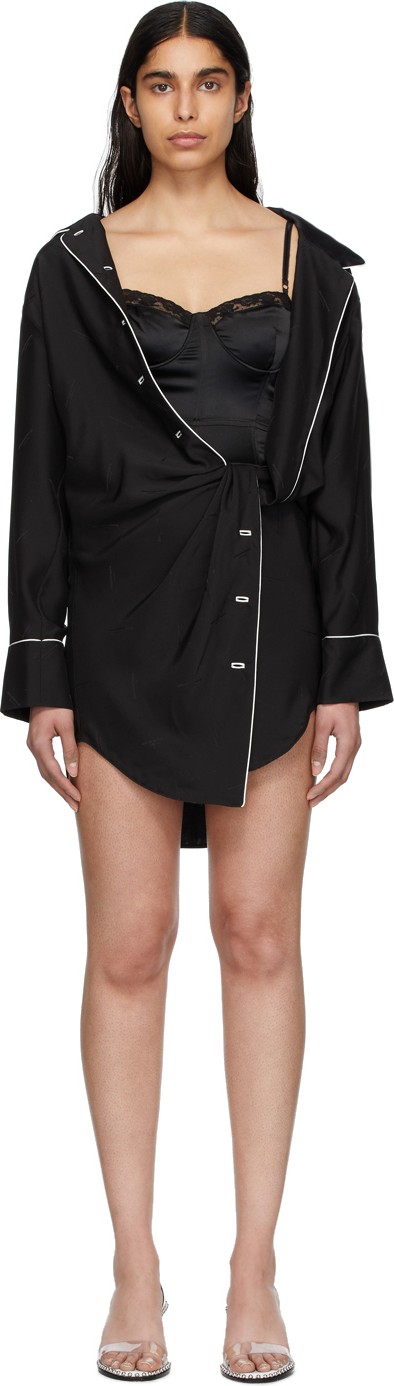 Alexander Wang Black Falling Twist Shirt Dress
