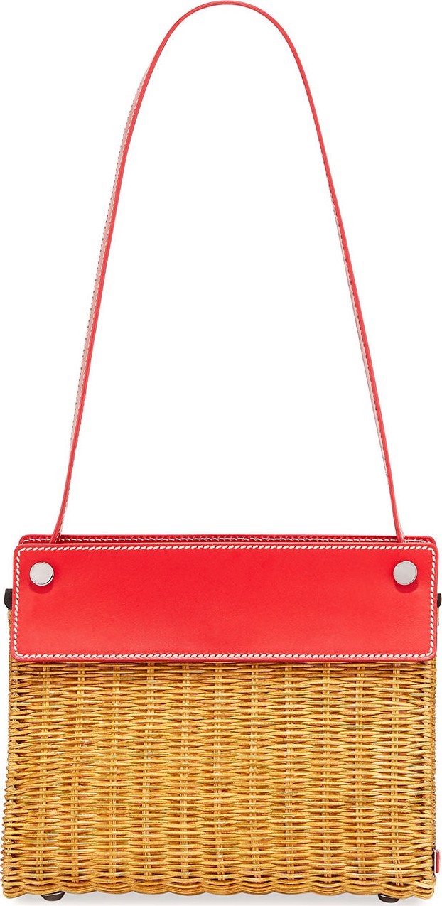 RODO Wicker and Linen Shoulder Bag