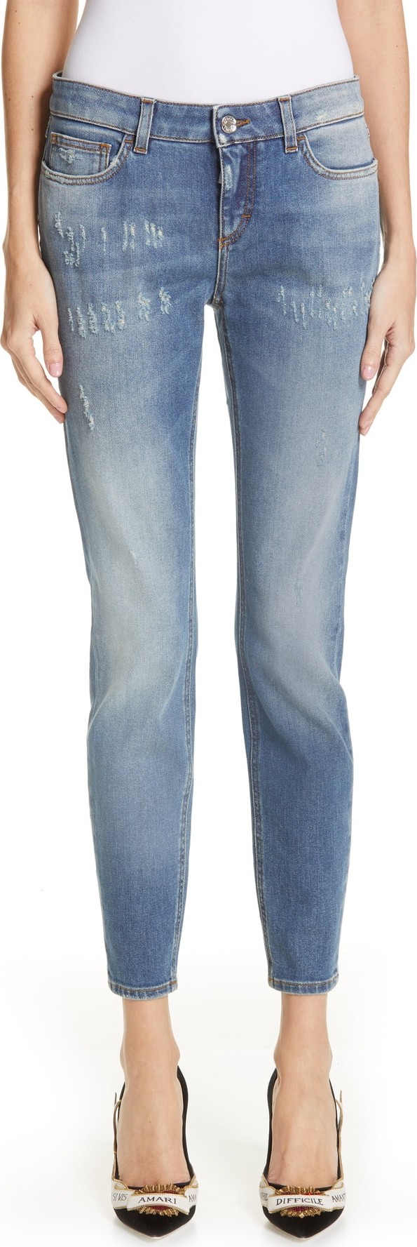Dolce & Gabbana Logo Plaque Skinny Jeans