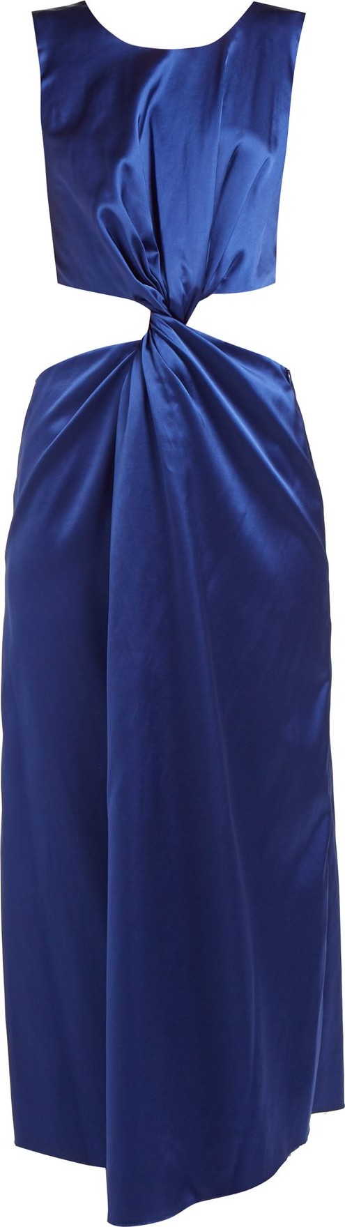 Marina Moscone Cutaway twist-front satin dress