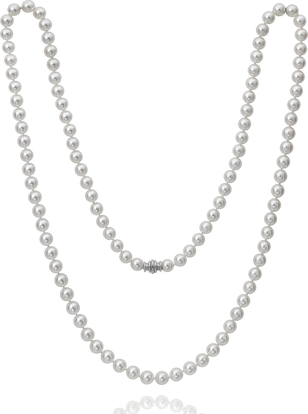 Assael Long Akoya 9mm Pearl-Strand Necklace w/ 18k White Gold, 36"L
