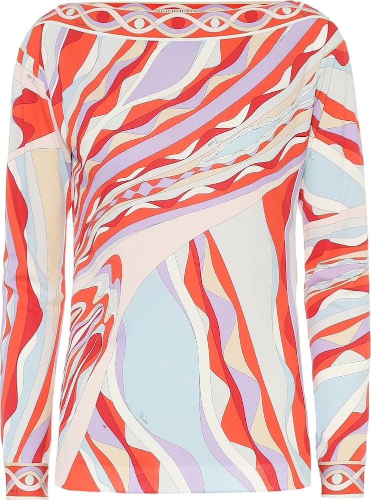 Emilio Pucci Printed silk-blend jersey top
