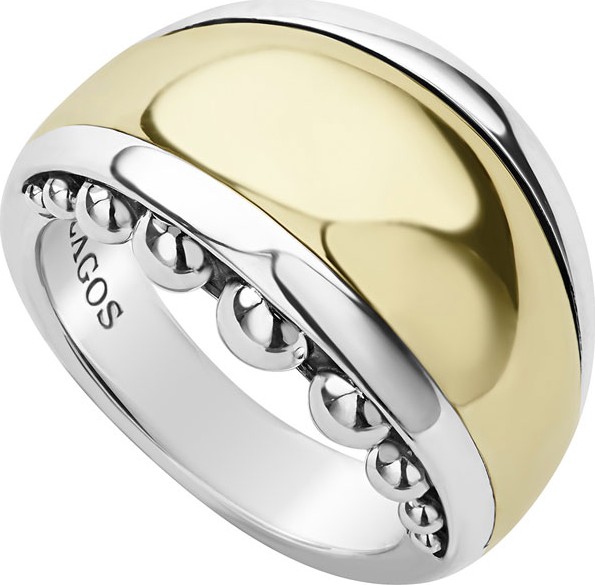 LAGOS High Bar Domed Ring w/ 18k Gold