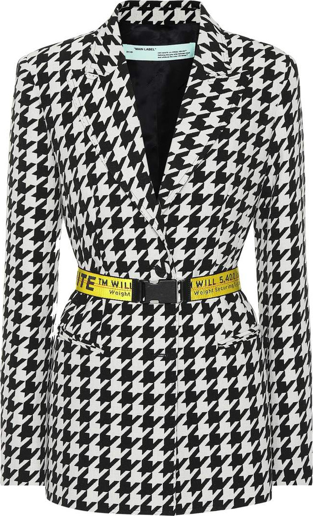 Off White Houndstooth wool-blend blazer