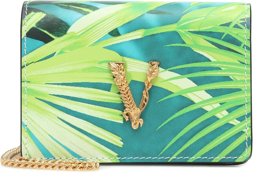 Versace Virtus printed leather crossbody bag