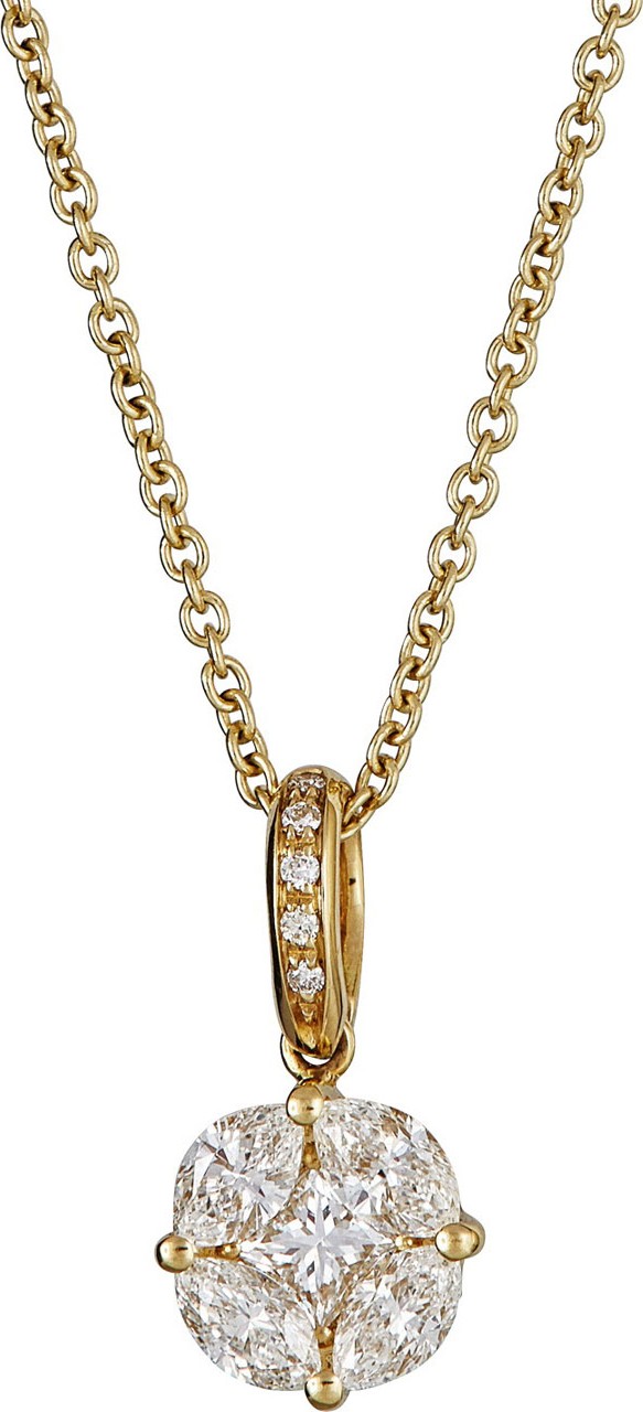 ZYDO Mosaic 18k Gold Diamond Square Drop Necklace