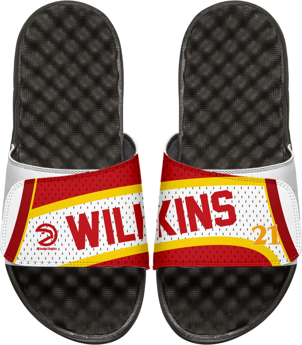 ISlide Men's NBA Retro Legends Dominique Wilkins #21 Jersey Slide Sandals, White