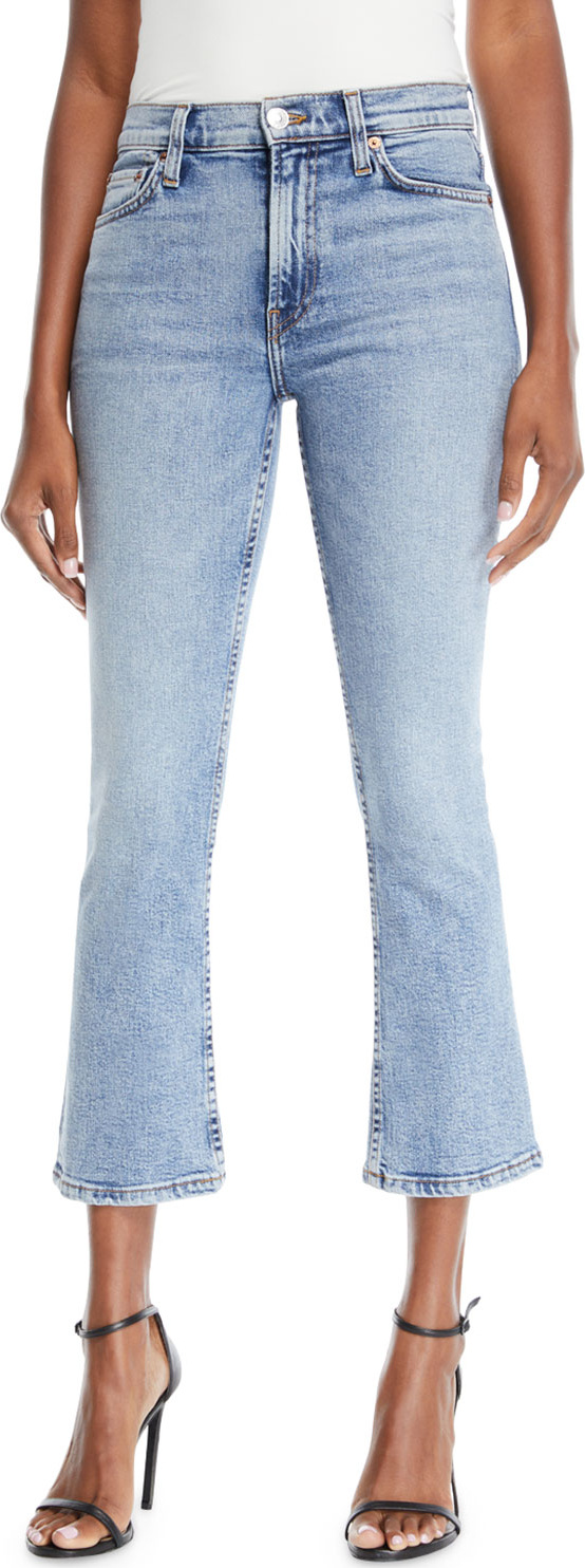 RE/DONE Mid-Rise Cropped Kick Flare Stretch Jeans